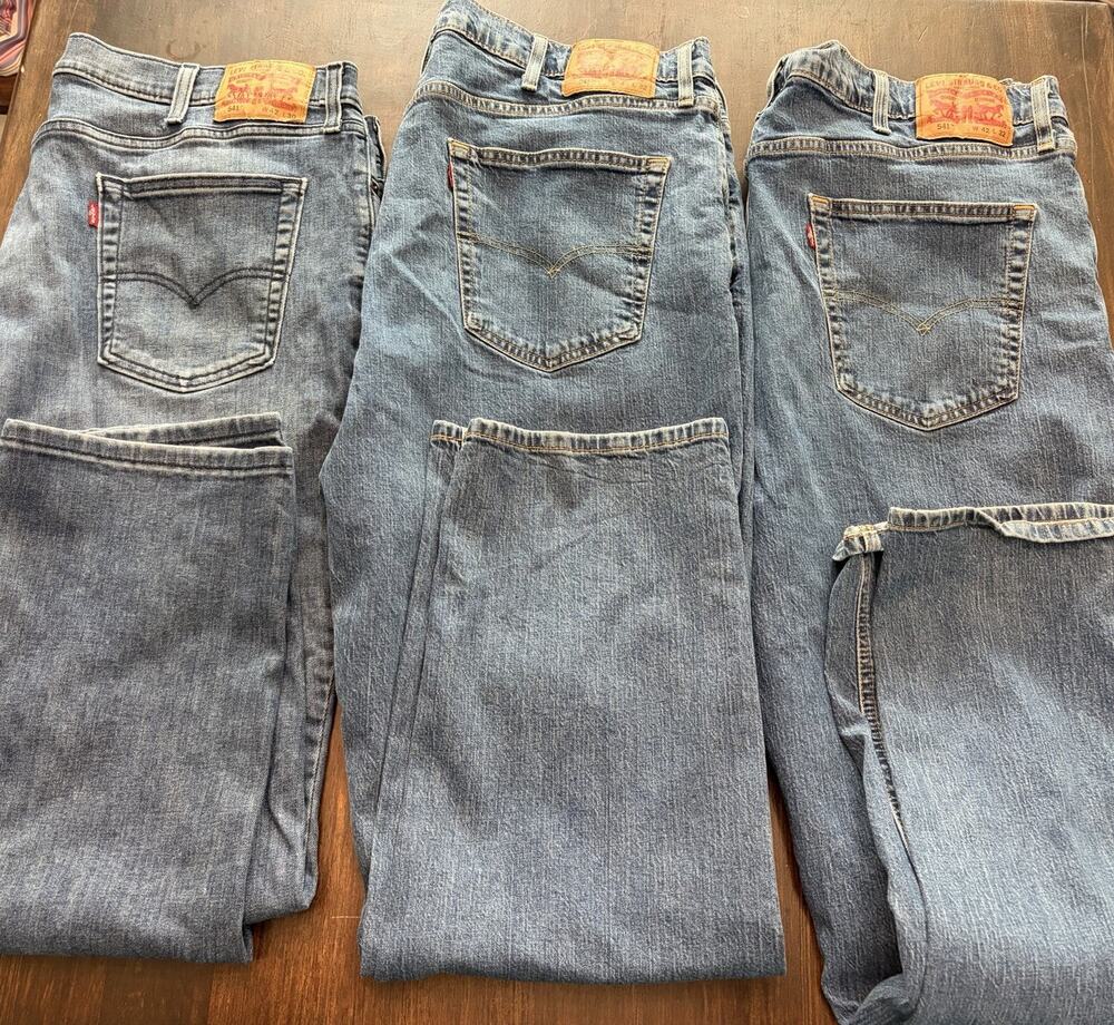 Levis 541 Jeans Mens 42x32 & 42 X 30 Blue Athletic Denim Pants Lot Of 3